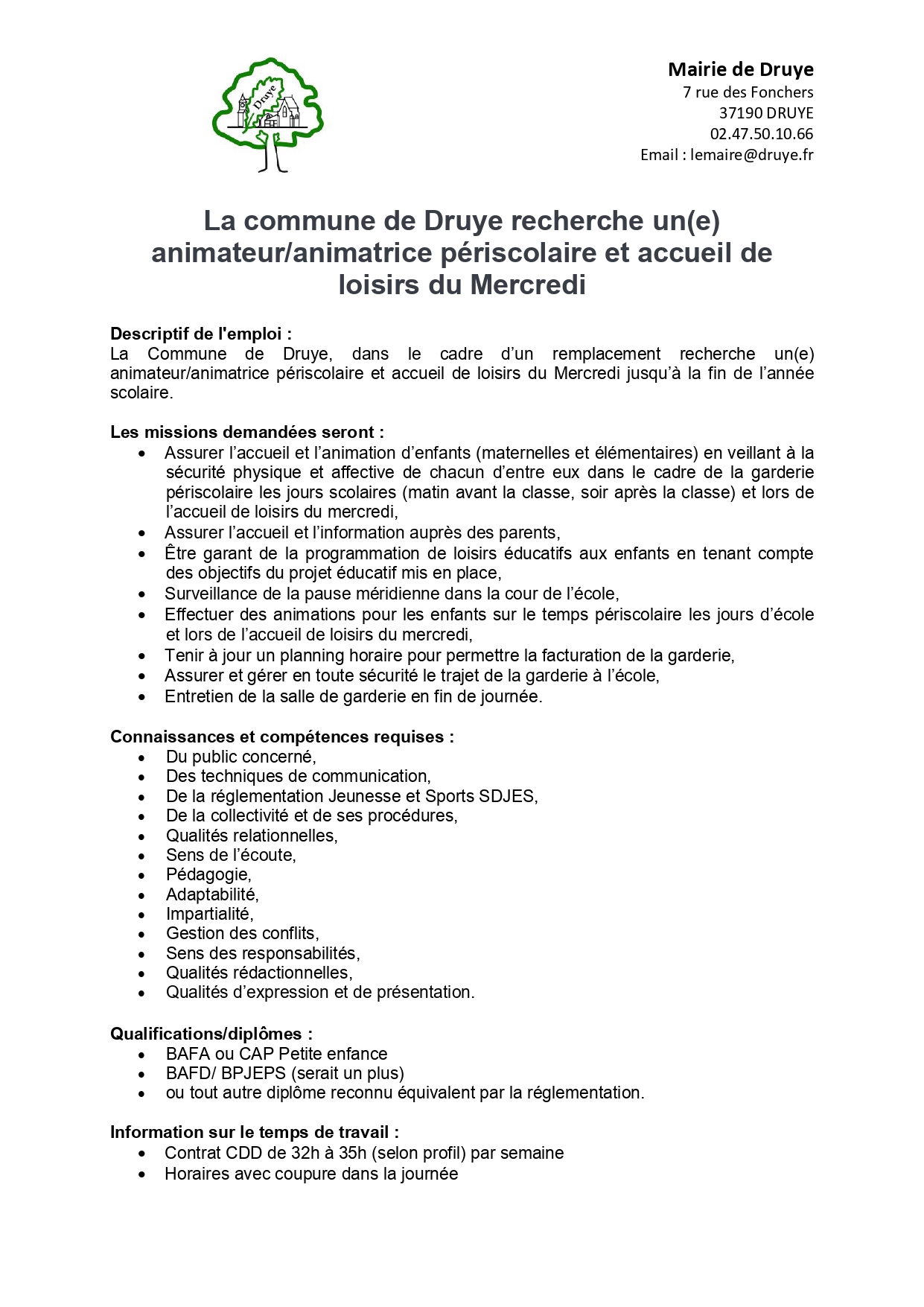 La Mairie recrute